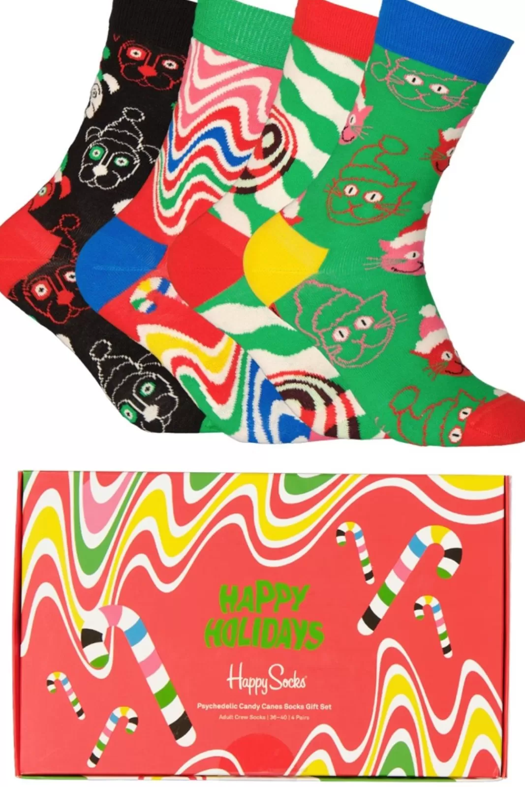 Strumpor>HAPPY SOCKS 4-Pack Psychedelic Candy Cane Socks Gift Set