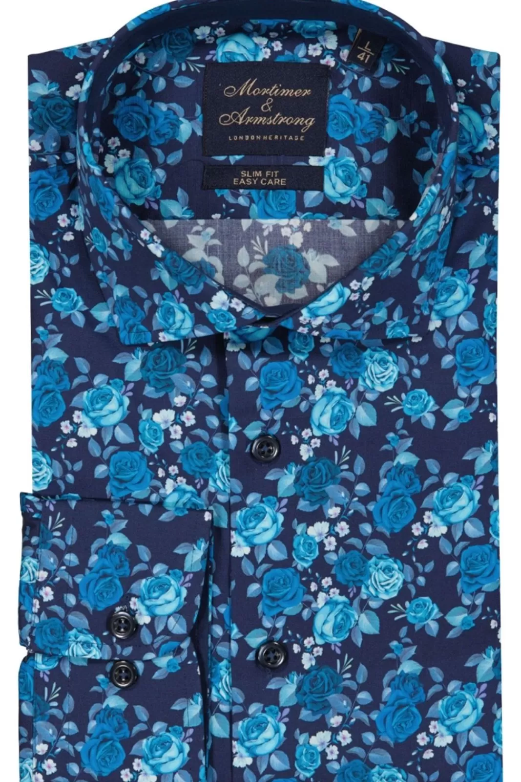 Clearance Mortimer&Armstrong Shirt With Big Roses Slim Fit