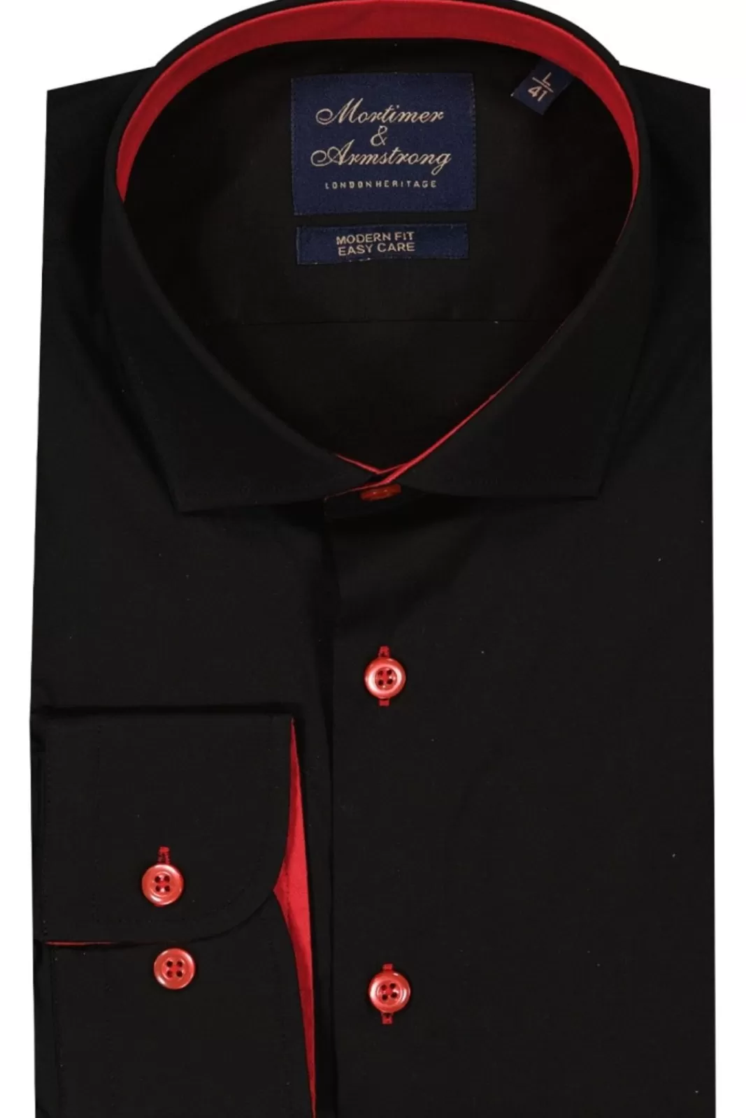 Discount Mortimer&Armstrong Uni Shirt Black With Red Details Modern Fit