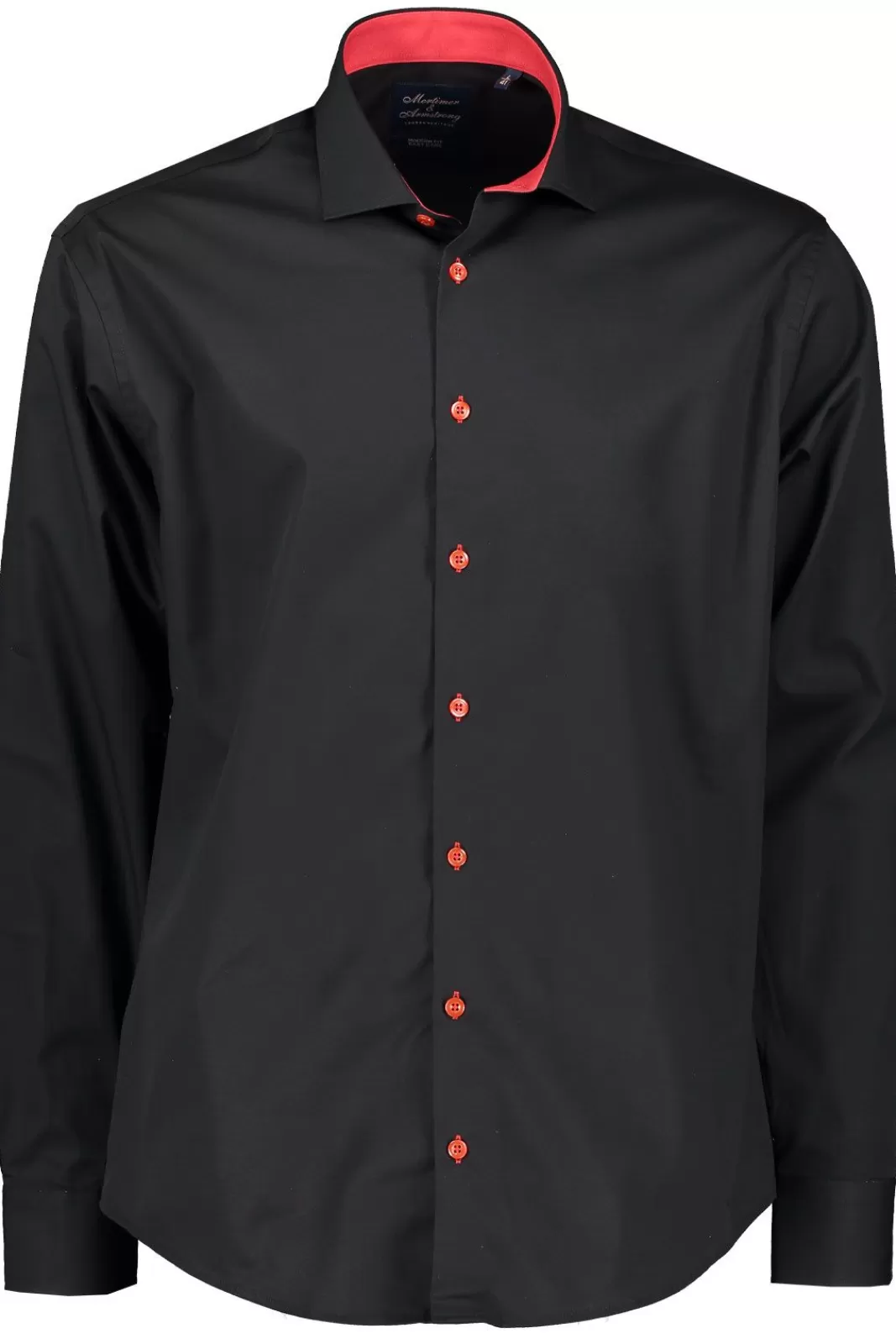 Discount Mortimer&Armstrong Uni Shirt Black With Red Details Modern Fit