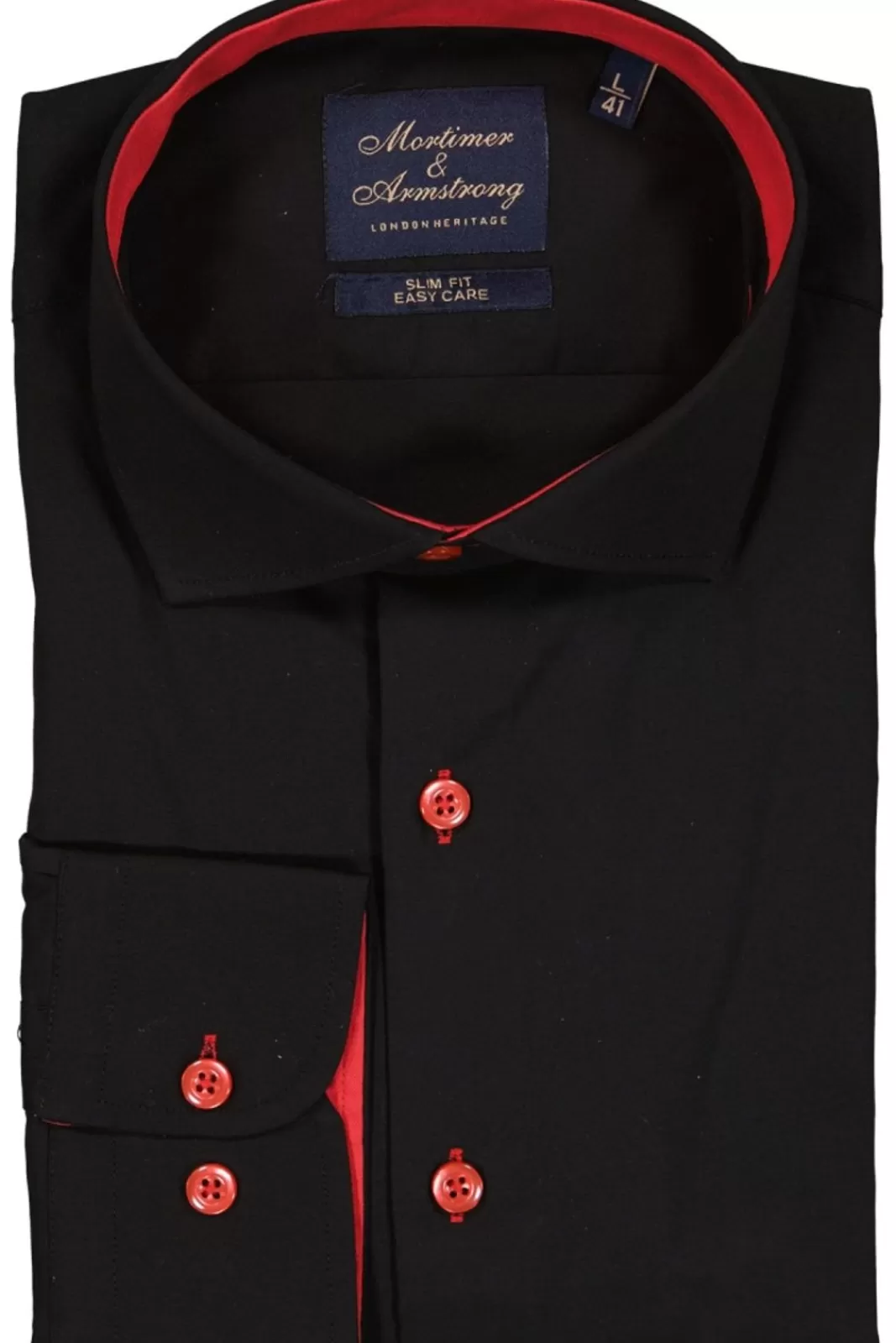 Cheap Mortimer&Armstrong Uni Shirt Black With Red Details Slim Fit