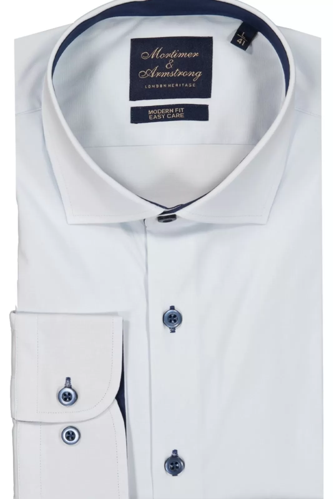 Clearance Mortimer&Armstrong Uni Shirt Blue With Navy Details Modern Fit