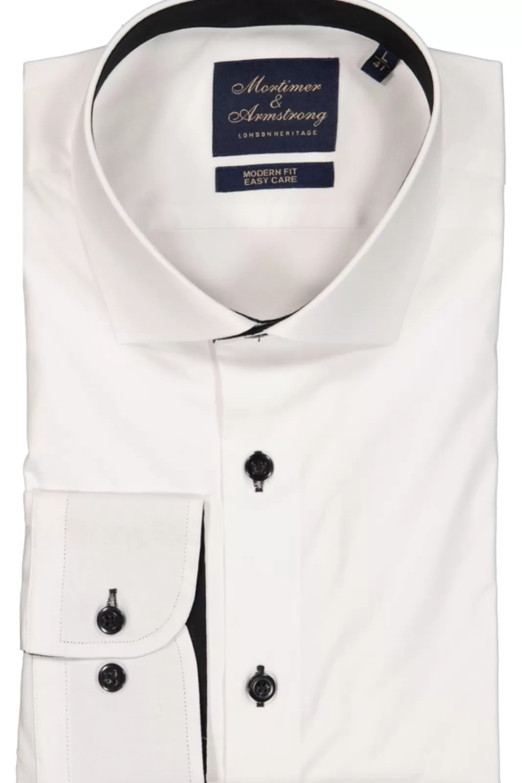 Flash Sale Mortimer&Armstrong Uni Shirt White With Black Details Modern Fit